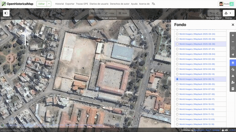 Editing live in the OpenHistoricalMap iD editor